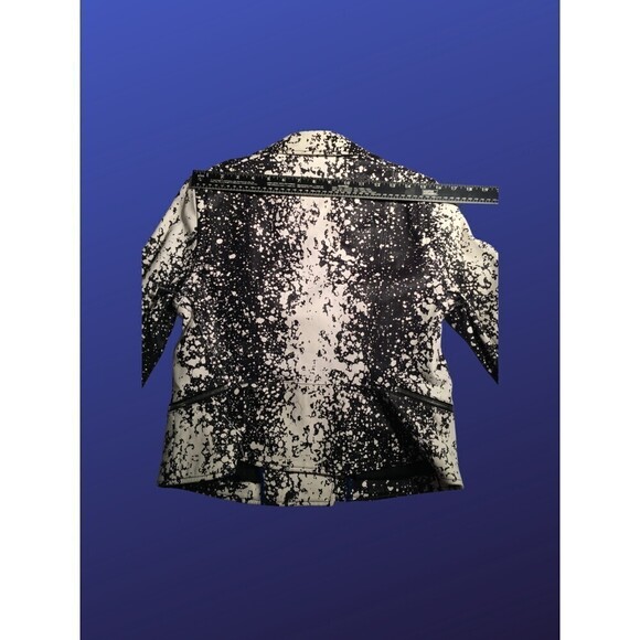 DIANE VON FURSTEBERG  “Joneva” Splatter-Print Leather Moto Jacket, Small, EUC - Picture 7 of 8